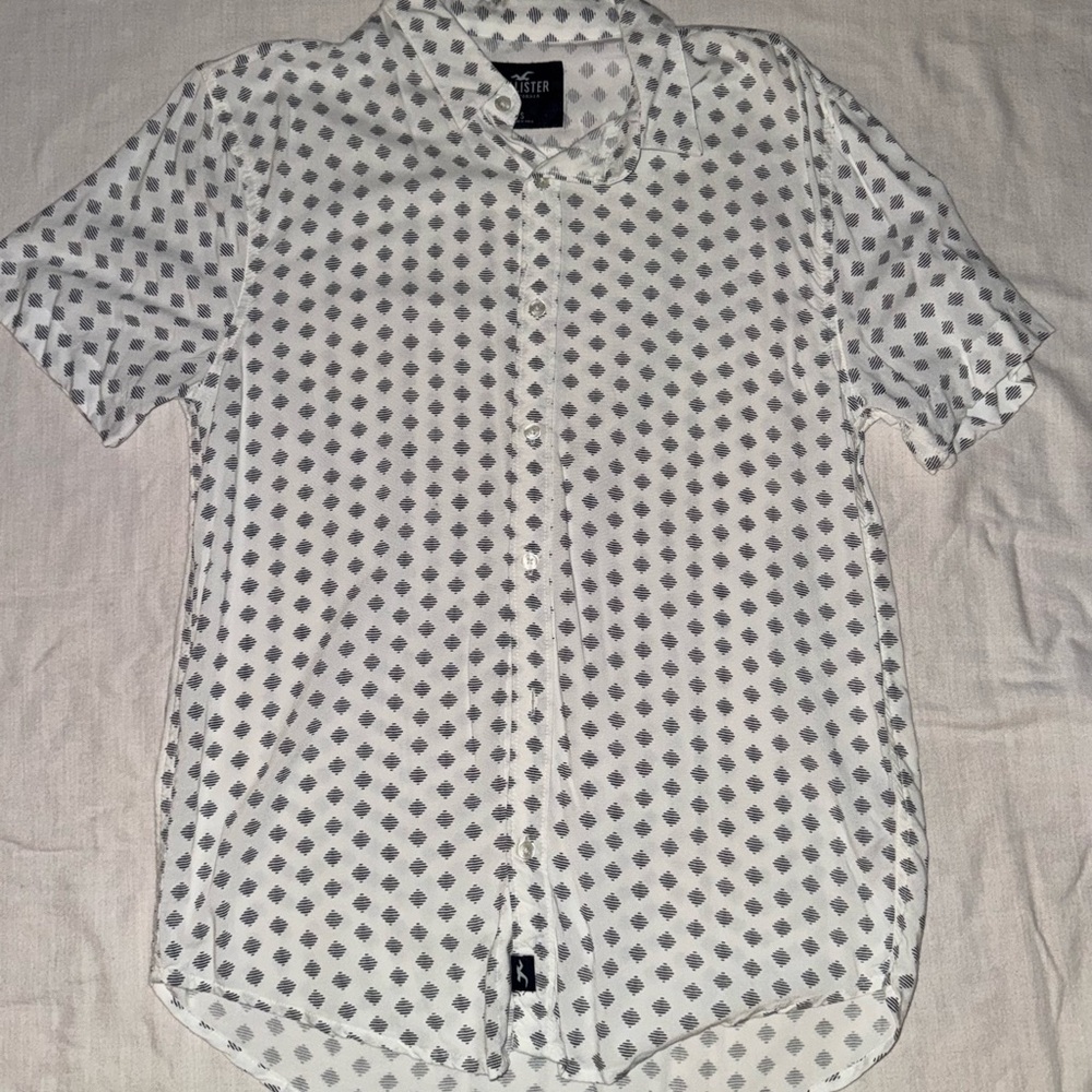 Hollister Casual White and Gray Button Down Shirt